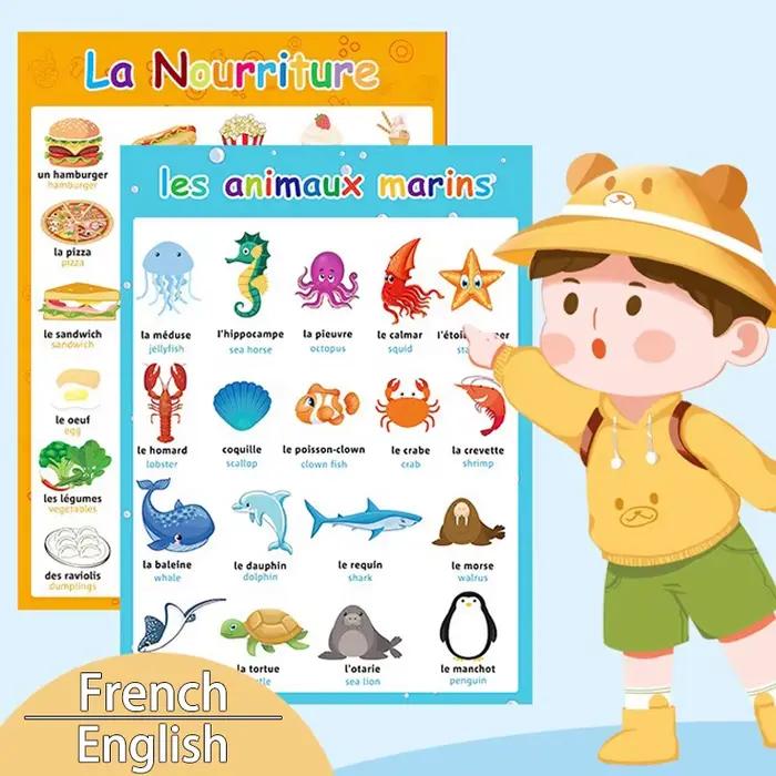 8 affiches de vocabulaire français et anglais