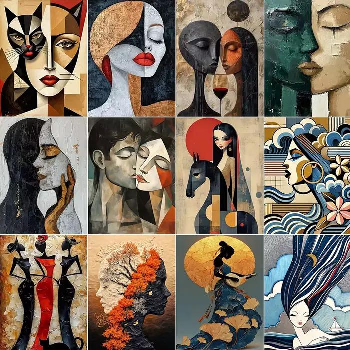 Peinture à l'huile numérique abstraite pour femmes adultes