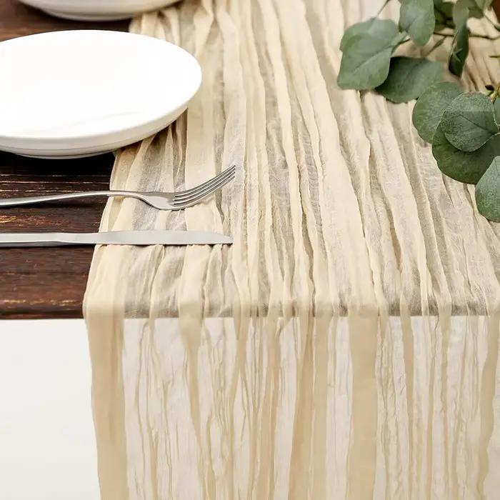 Nappe de table semi-transparente en gaze de lin couleur sauge pour la décoration