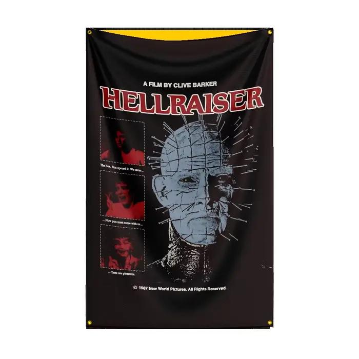 Drapeau h-hellraiser, 3x5 pieds, drapeau de film d'horreur classique, bannière murale suspendue pour Halloween, décor d'affiche de film