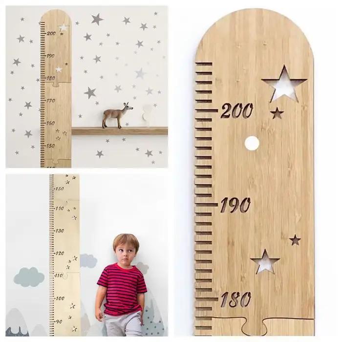 Règle de tableau de croissance nordique en bois pour enfants