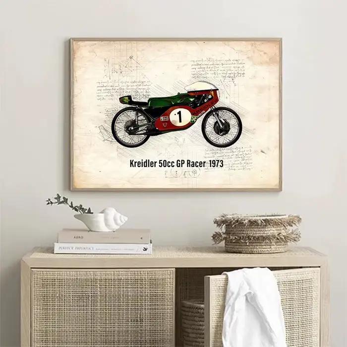 Affiche de moto classique rétro Megola 1920 Kreidler 50cc GP Racer 197
