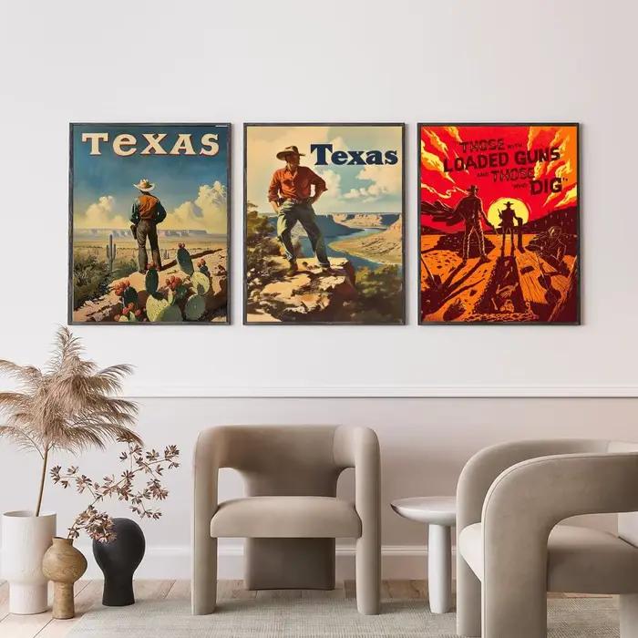Affiche de mode rétro de cowboy occidental