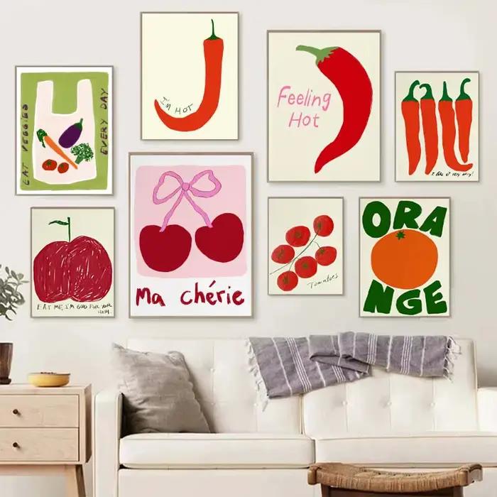 Affiche murale colorée avec citations alimentaires
