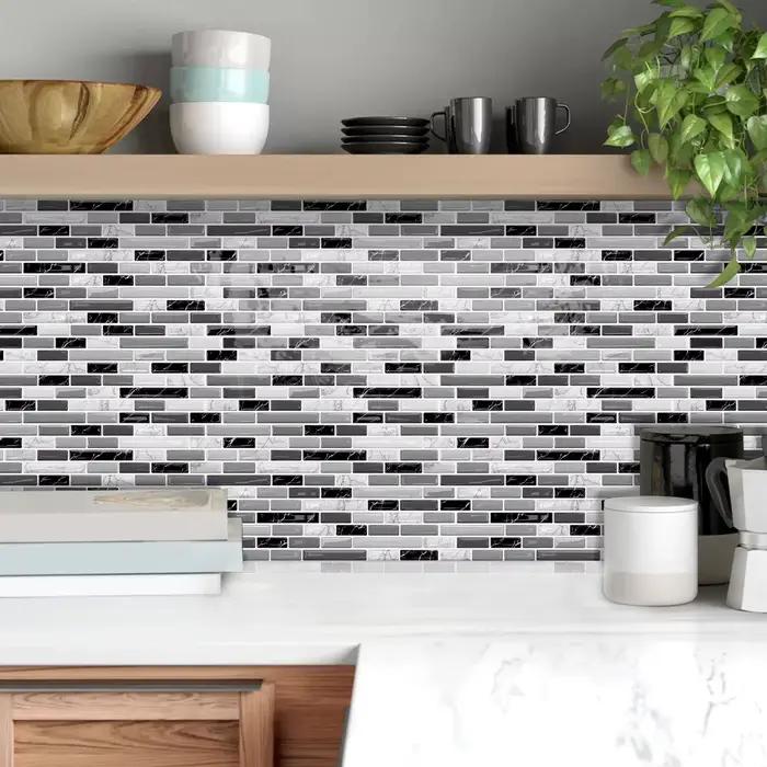Carreaux de cristal en mosaïque de marbre, autocollant mural auto-adhésif imperméable pour salle de bains, cuisine, décoration murale, carrelage à décoller et à coller