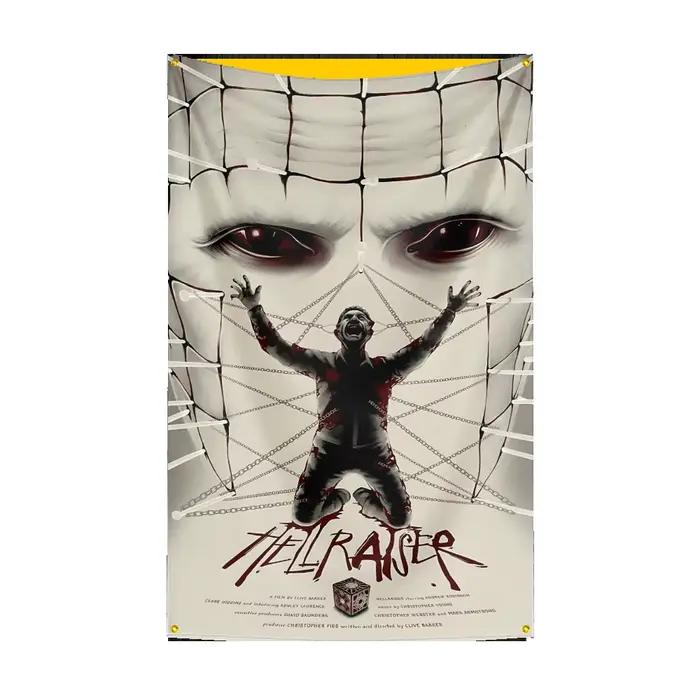 Drapeau h-hellraiser, 3x5 pieds, drapeau de film d'horreur classique, bannière murale suspendue pour Halloween, décor d'affiche de film