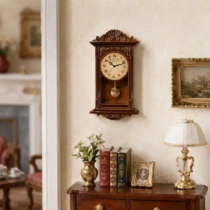 Mini réplique d'horloge murale, horloge murale pour la décoration du salon, accessoire miniature pour la photographie