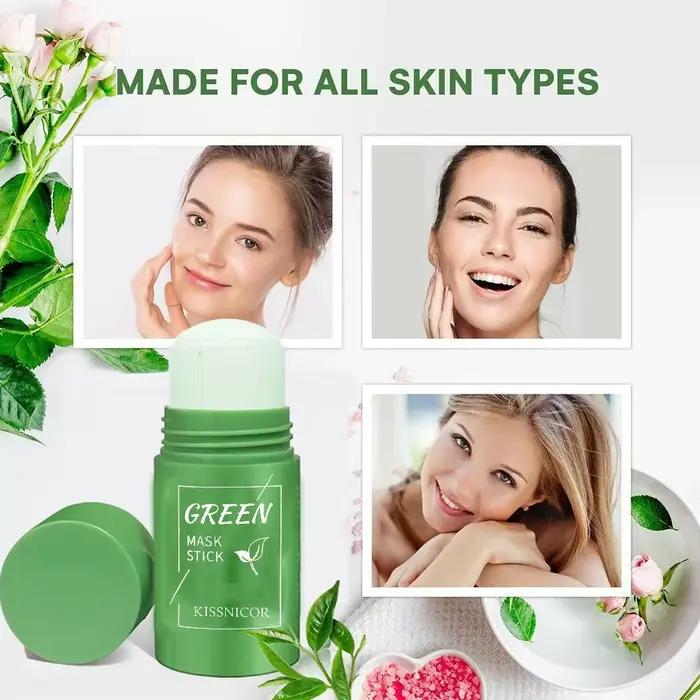 Masque Nettoyant Visage au Thé Vert en Stick – Réduit les Pores, Élimine les Points Noirs, Hydratant 40g
