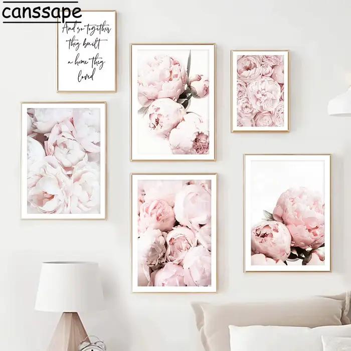 Toile avec fleurs roses et pivoines