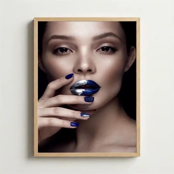 Affiche d'art moderne de style nordique pour salons de beauté et de manucure — Nail art et maquillage élégants pour une belle fille — Toile décorative pour la maison