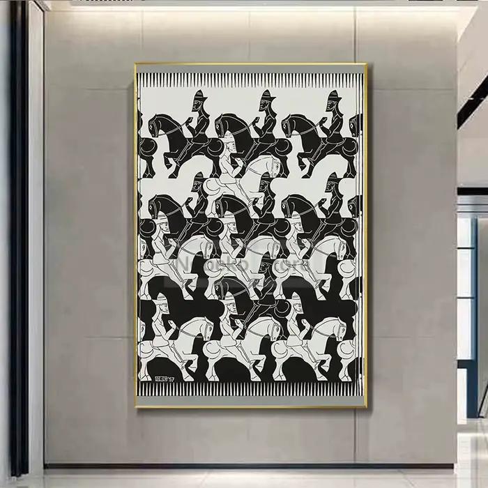 Affiche de peinture sur toile abstraite pour la décoration de la maison, poster mural avec poisson de la région de distribution, Maurits, anscher Escher, gérer l'art de la chambre