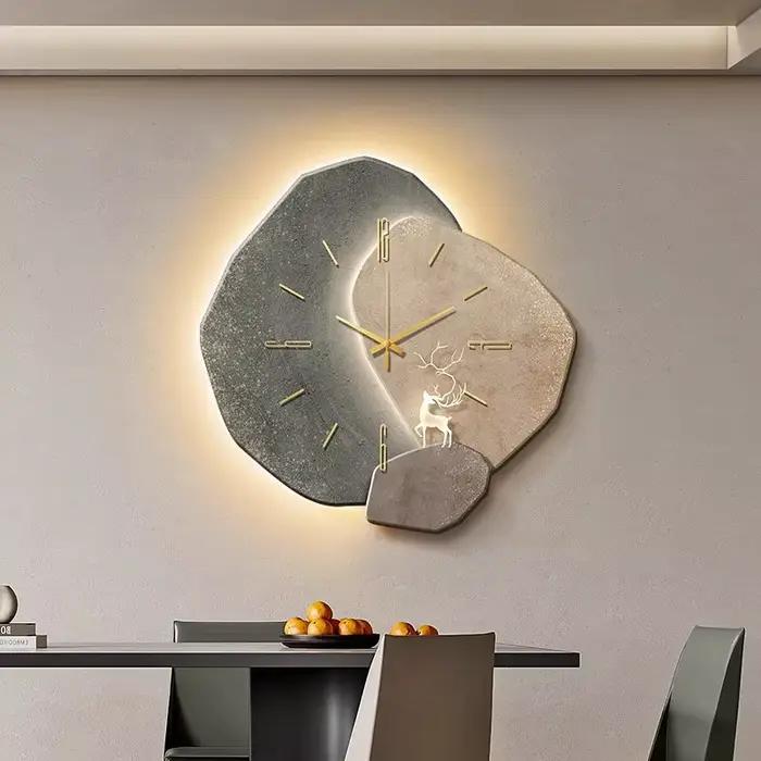 Lucky stone Restaurant horloge murale salon moderne Simple nouveau haut de gamme silencieux maison