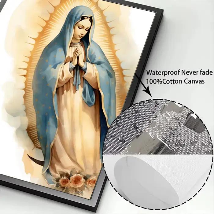 Affiche de prière aquarelle catholique vierge marie et enfant jésus
