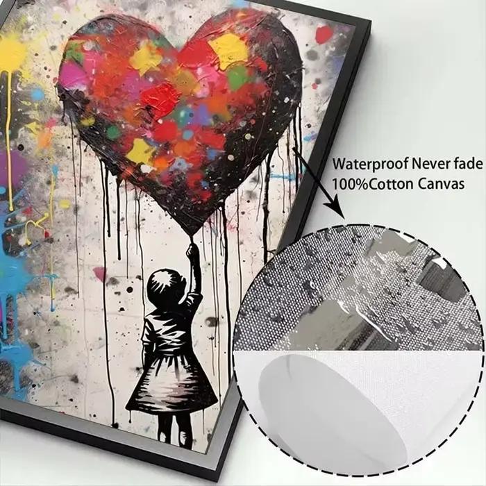 Banksy Graffiti garçon fille avec ballon sur toile affiches imprime Pop Street mur Art peinture pour salon décor à la maison Cuadros