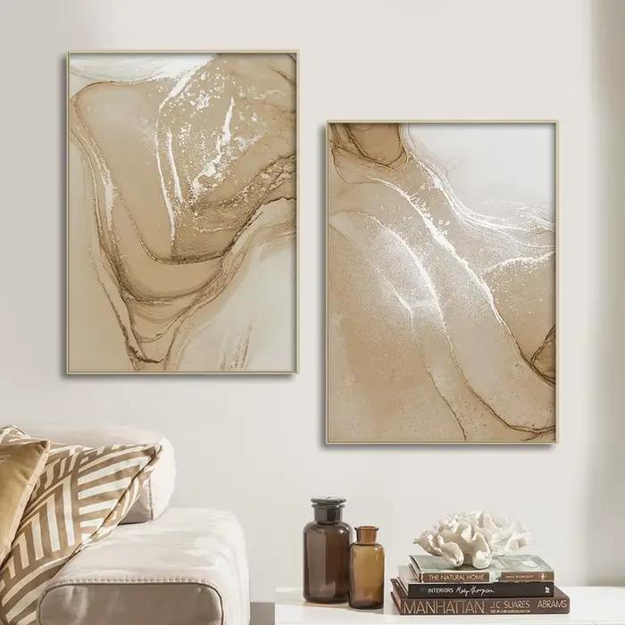 Affiches d'art mural abstraites en marbre beige Boho, peinture sur toile, impressions de gestion, salon moderne, décoration intérieure de la maison