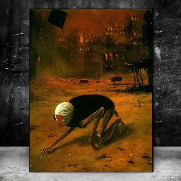 Zdzisaw Beksiski œuvre polonais surréaliste foncé affiche imprime toile peinture gothique Art Mural pour salon décor à