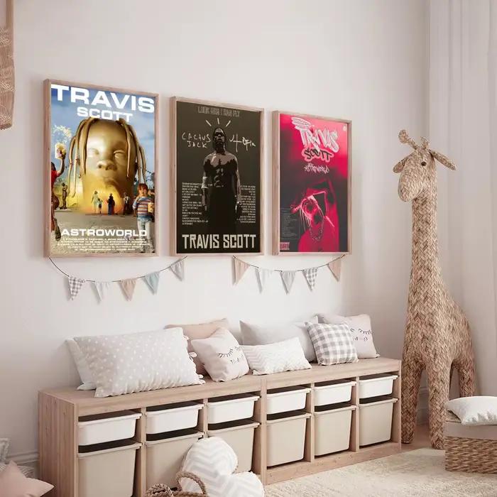 Travis Scott Rodeo Astroworld Album de musique peinture calligraphie HD toile affiche salon chambre bar décoration esthétique