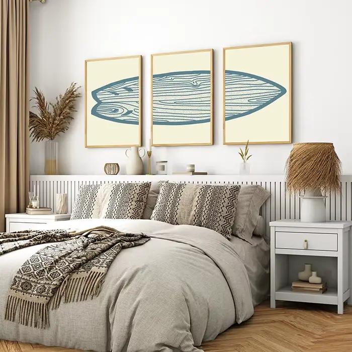 Affiche rétro Boho pour planche de Surf, Art de plage, mer et Surf, peintures sur toile, images murales côtières imprimées pour décoration de salon et de maison