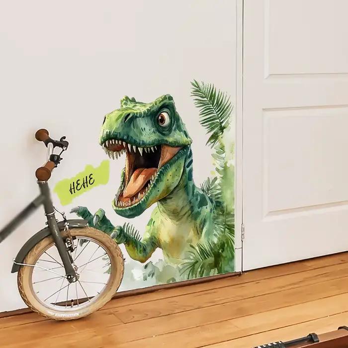 Autocollant Mural de dinosaure peint de dessin animé