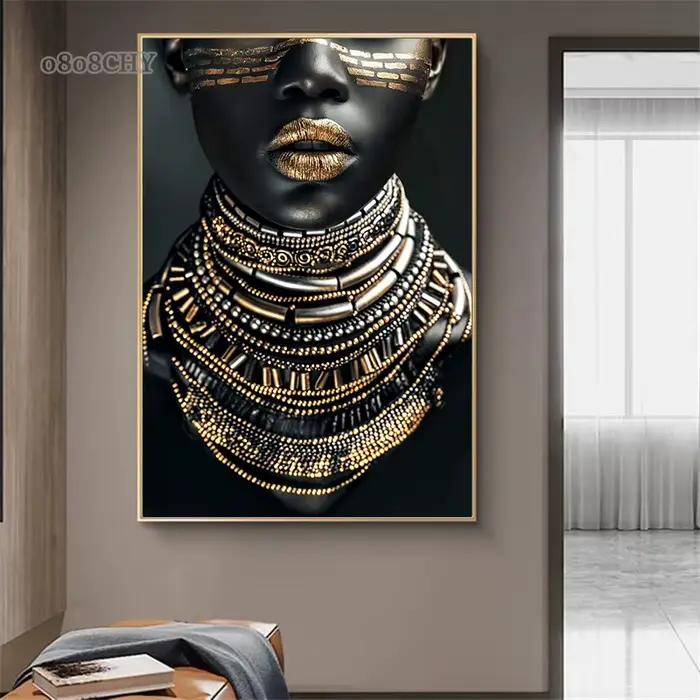 Femme africaine fleur toile impression affiches HD mur Art
