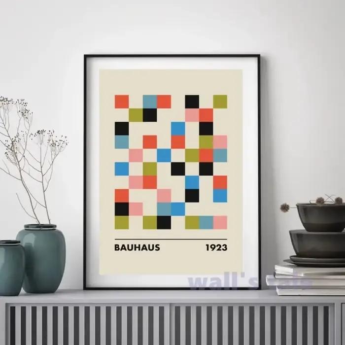 Exposition Bauhaus, peintures sur toile graphiques géométriques uniques