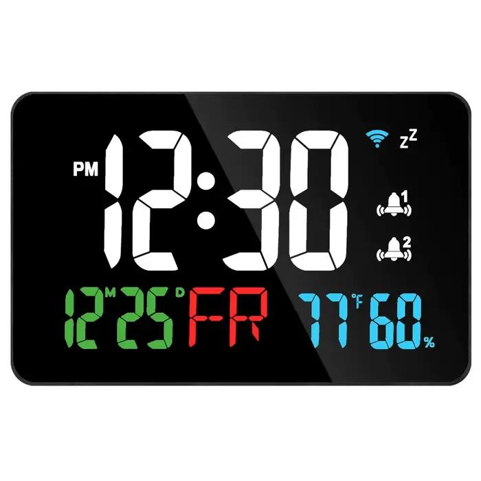 LED horloge murale numérique WIFI temps synchronisé température humidité Date illimité Snooze