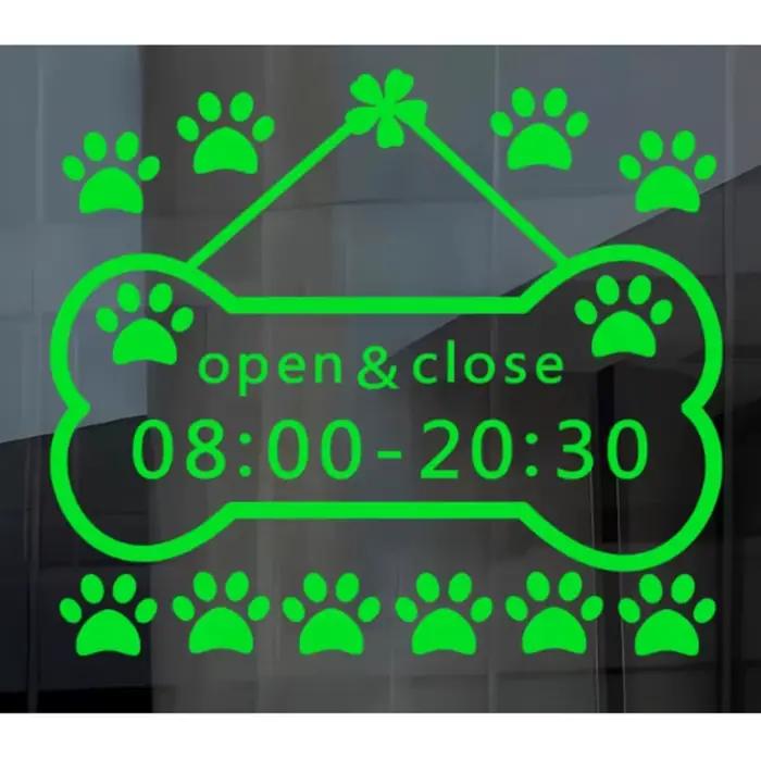 Belle Cust bienvenue personnalisé heure d'affaires ouvrir fermer les heures autocollant jouet animalerie fenêtre porte