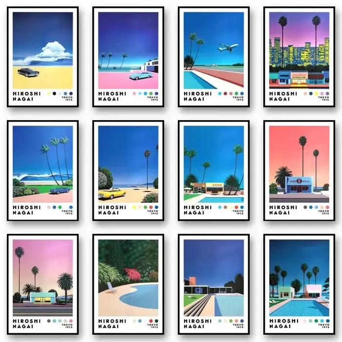 Peinture murale vintage Nagai Hiroshi Vaporwave