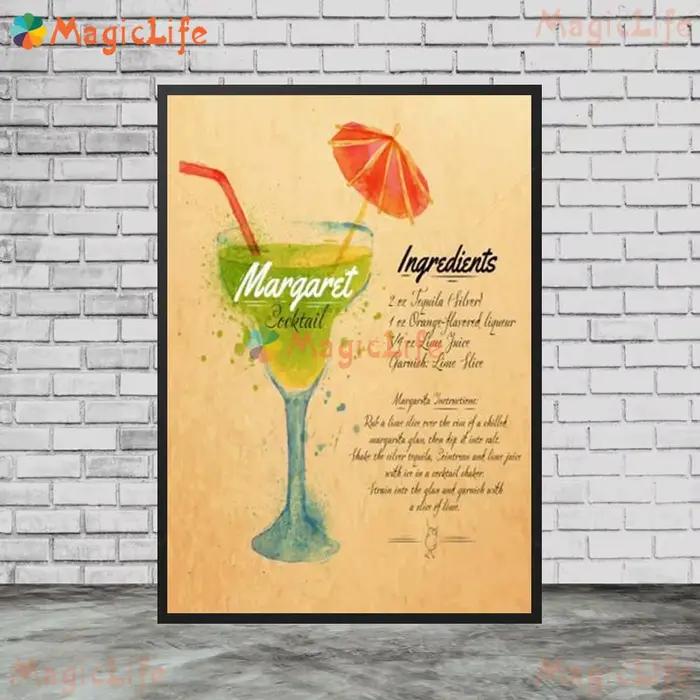 Bar boissons liste Cocktail photos murales pour cuisine salle thé Restaurant décor nordique affiche mur Art toile peinture sans cadre