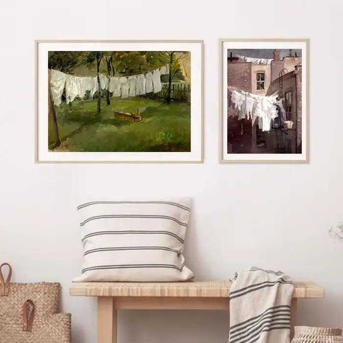 Peinture à l'huile de blanchisserie de ferme