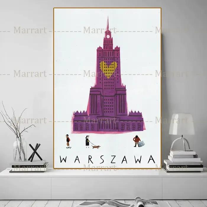 Cracovie, Varsovie, Zakobani. Affiches de voyage polonaises et décorations de salon sans cadre, peinture murale populaire, coutumes