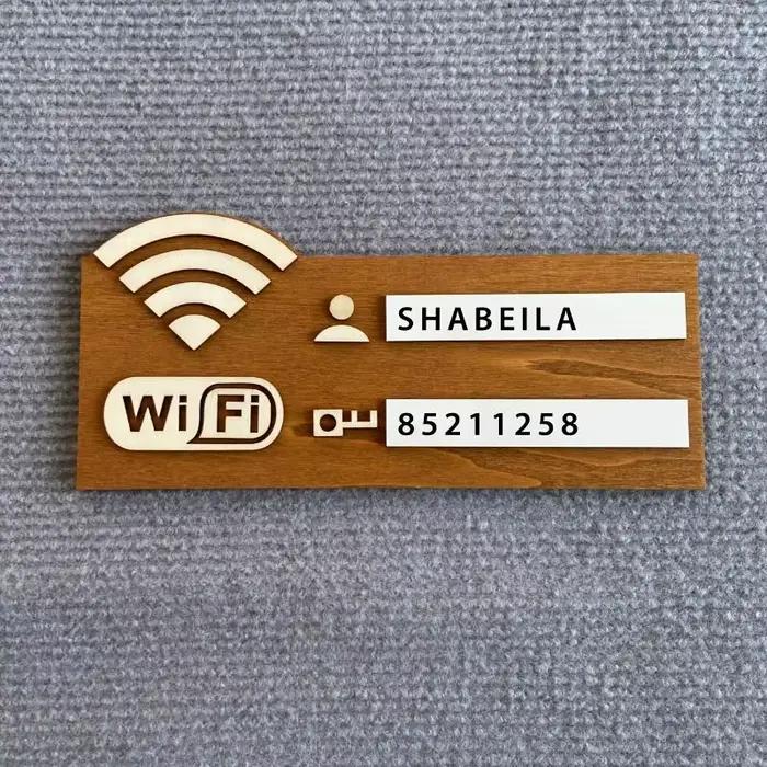 1 plaque rustique en bois pour mot de passe Wi-Fi, indicateur de réseau sans fil mural vintage, accessoire de décoration polyvalent pour la maison