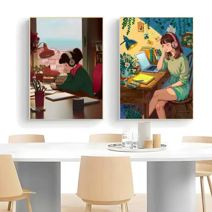Poster d'art mural imprimé de l'anime Lofi Girl Spain Edition