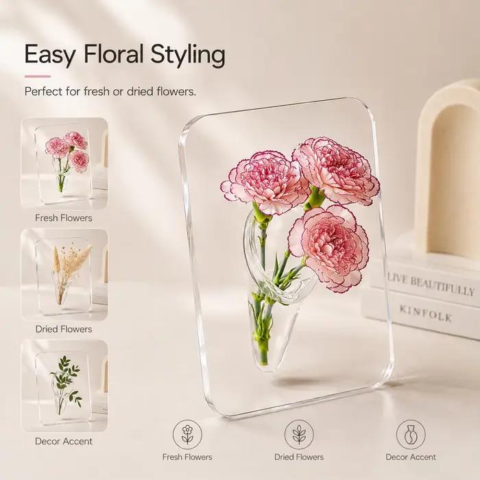 Vase à fleurs en acrylique transparent - Vases d'art moderne pour la décoration de la maison