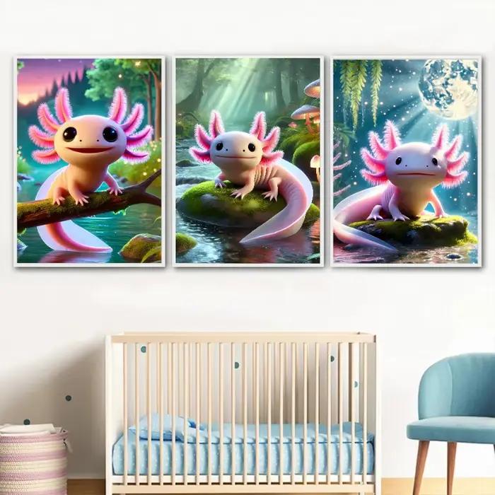 Affiche sous-marine de salamandre Axolotl colorée moderne