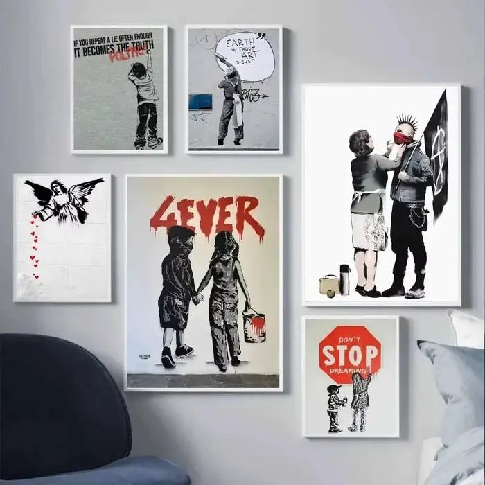 Culture de rue Graffiti Art Banksy mur Art minimaliste impression toile peinture affiches pour chambre moderne décor à la maison