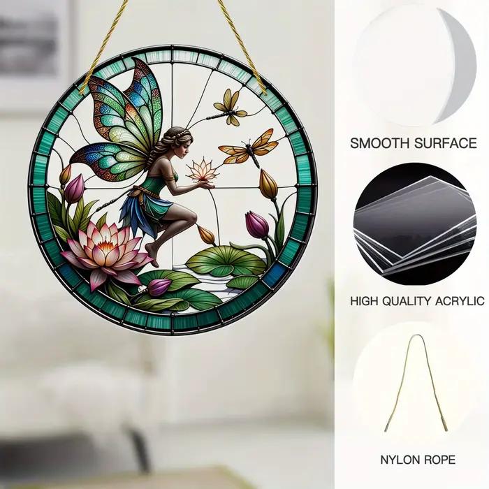 Décoration murale ronde en acrylique style vitrail