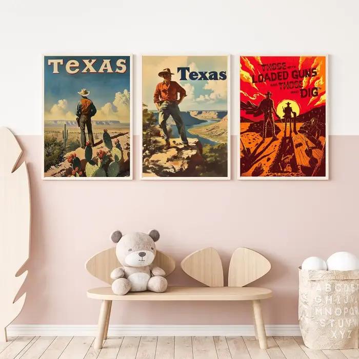 Affiche de mode rétro de cowboy occidental