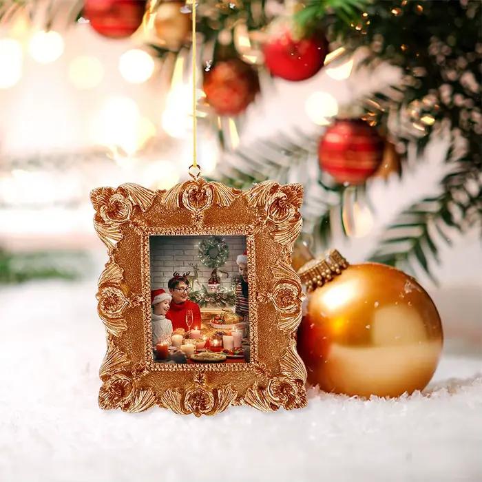 Lot de 2 cadres photo de Noël suspendus en résine 3D