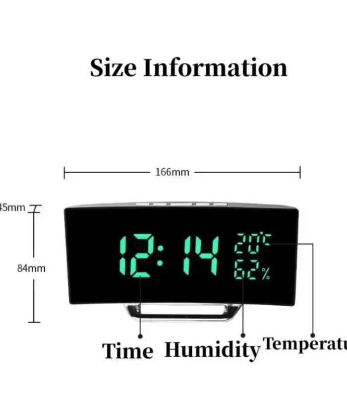 Miroir réveil numérique température Date 2 niveaux de réglage de la luminosité Snooze horloge de Table 12/24H Mode nuit