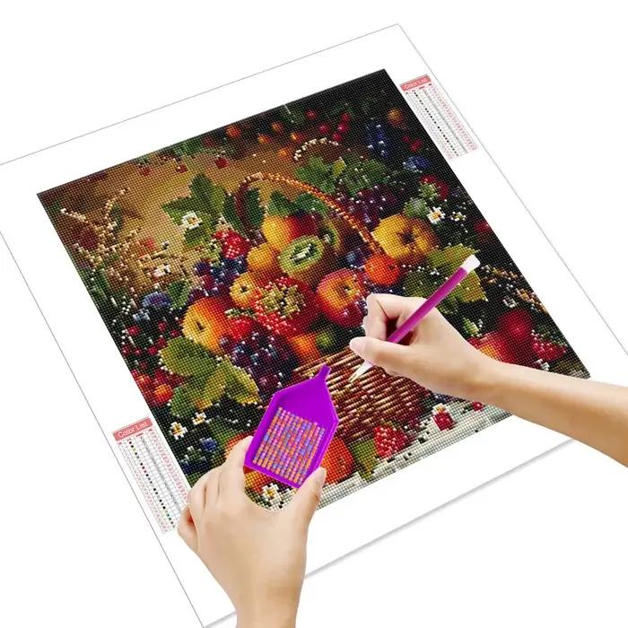 Peinture Diamant Panier de Fruits Nature Morte Élégante sur Toile Kits de Broderie