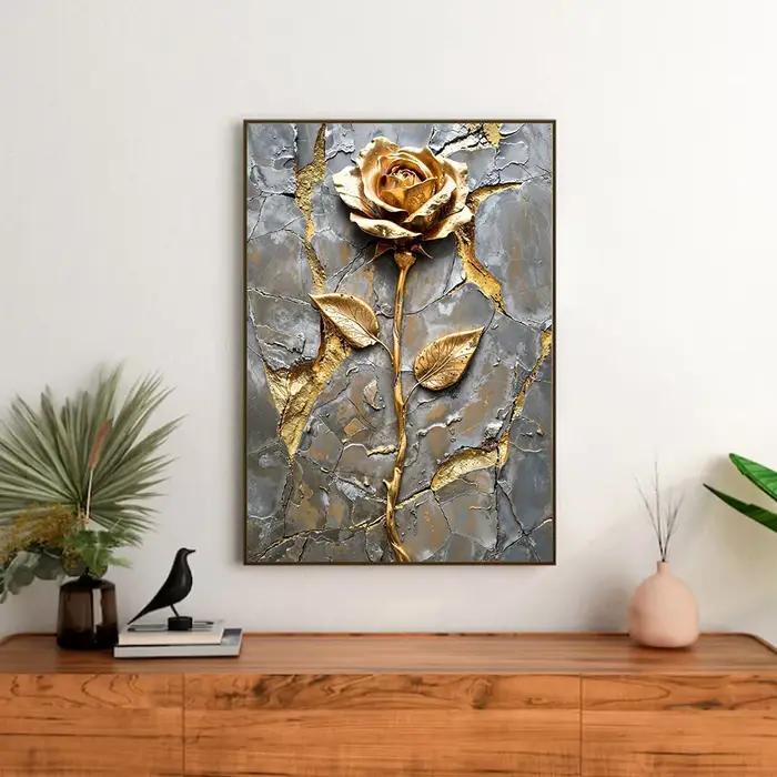 Toile de peinture abstraite d'arbre doré et de lune