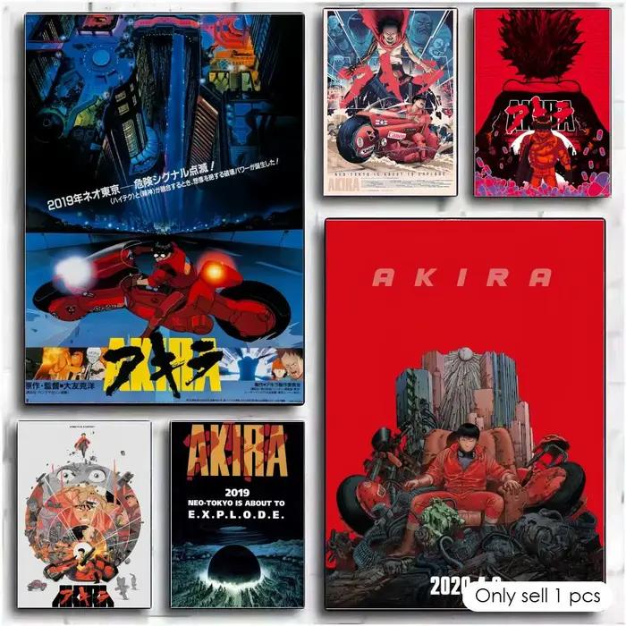 Affiche rétro du film Anime A-AkiraS, autocollant mural en papier PP moderne, décoratif minimaliste pour la décoration murale de la maison, cadeau