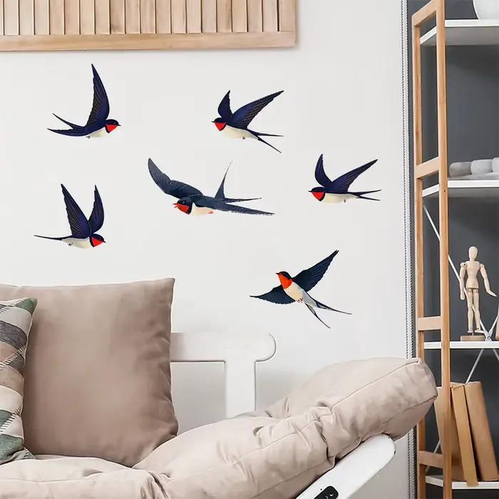 Décoration murale auto-adhésive Flying Swallow pour salon