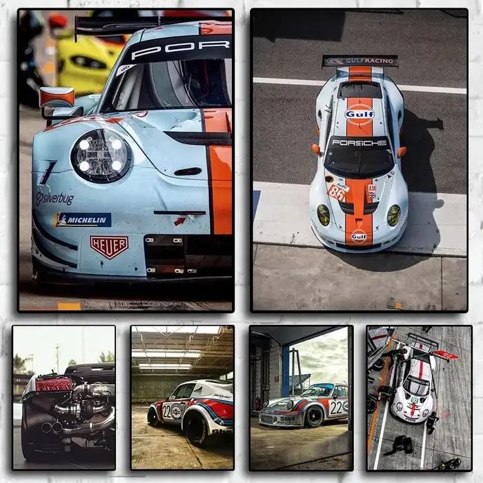 Affiche d'art de Modification de course de voiture de sport rétro des années 80