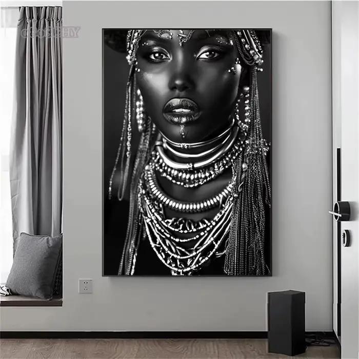 Femme africaine fleur toile impression affiches HD mur Art