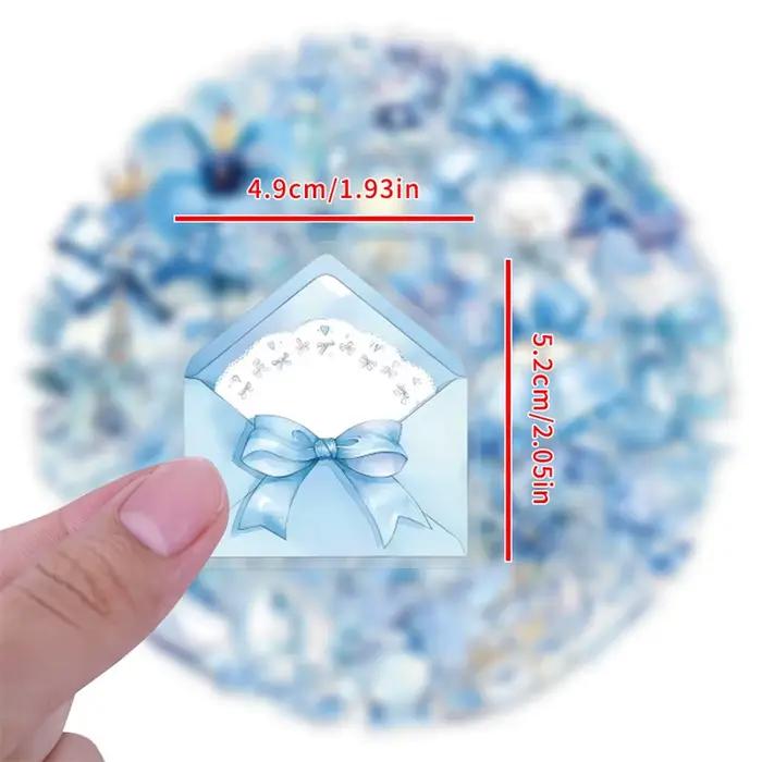 62 autocollants mignons bleu clair en PET