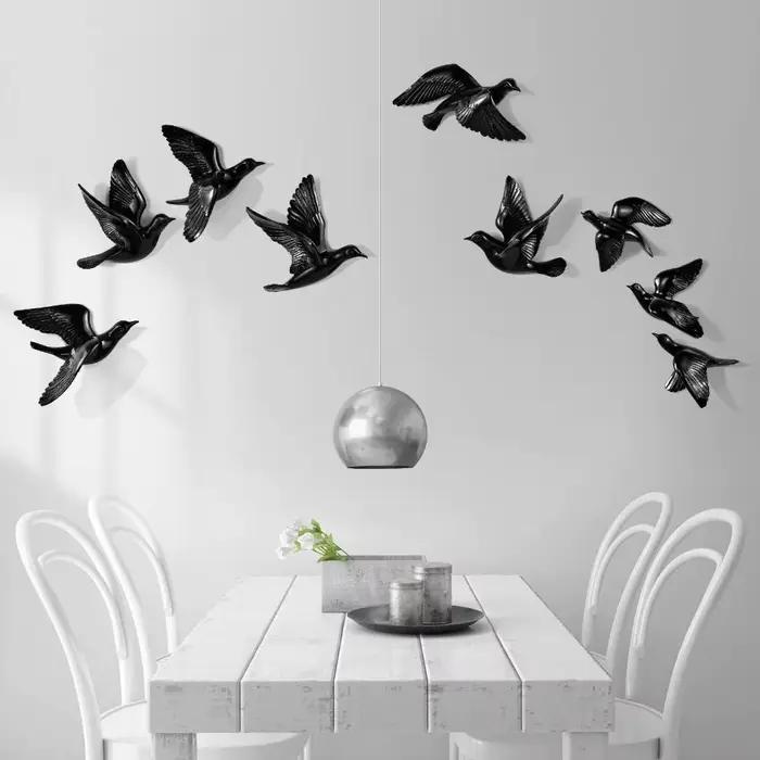 Décoration murale en forme d'oiseau tridimensionnel de style européen