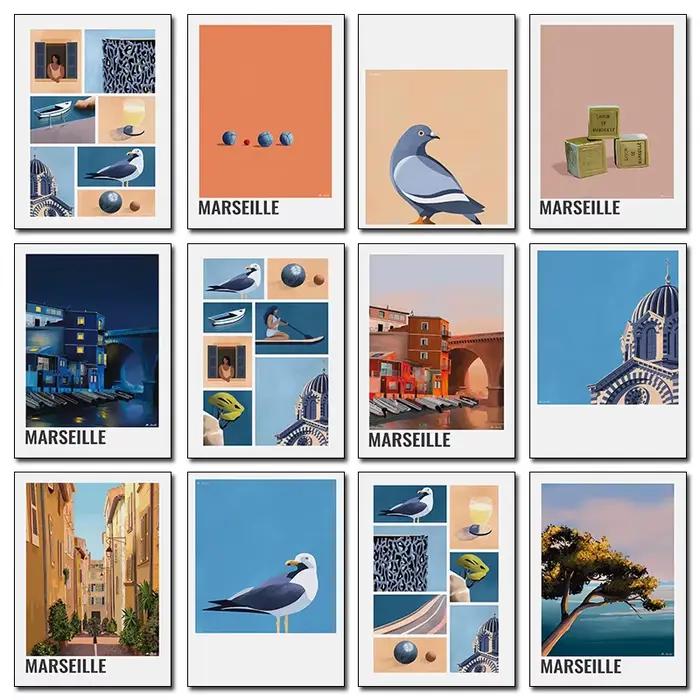 Toile imprimée minimaliste de Marseille