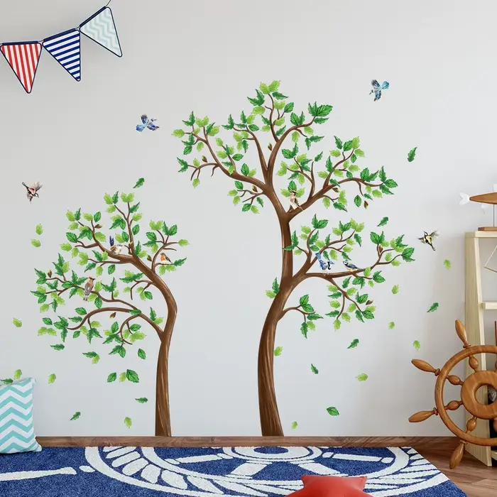 Autocollant mural arbre vert 3d pour salon